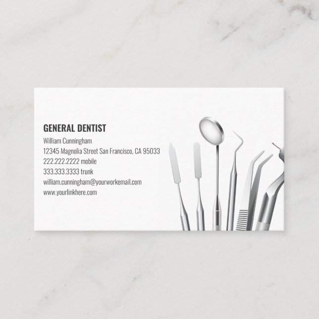 Modern Minimalist Custom Logo Dentist Business Card (Front)
