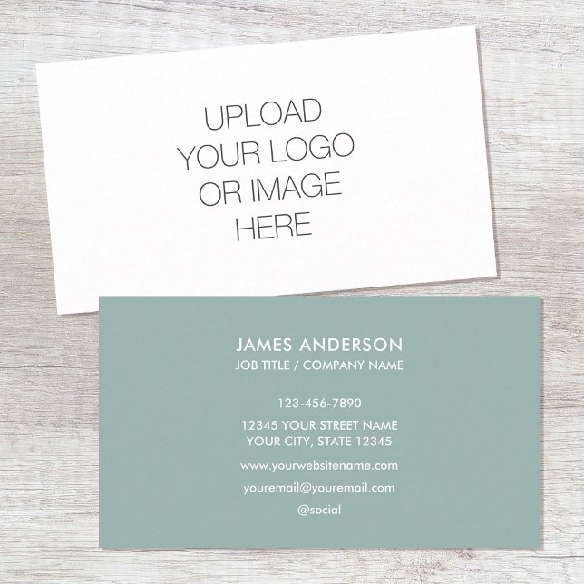 Modern Minimalist Custom Logo Sage Green Business Card (Creator Uploaded)