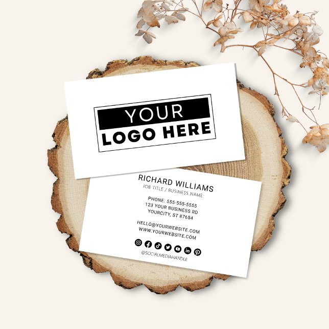 Modern Minimalist Custom Logo Social Media Icons Business Card (Creator Uploaded)