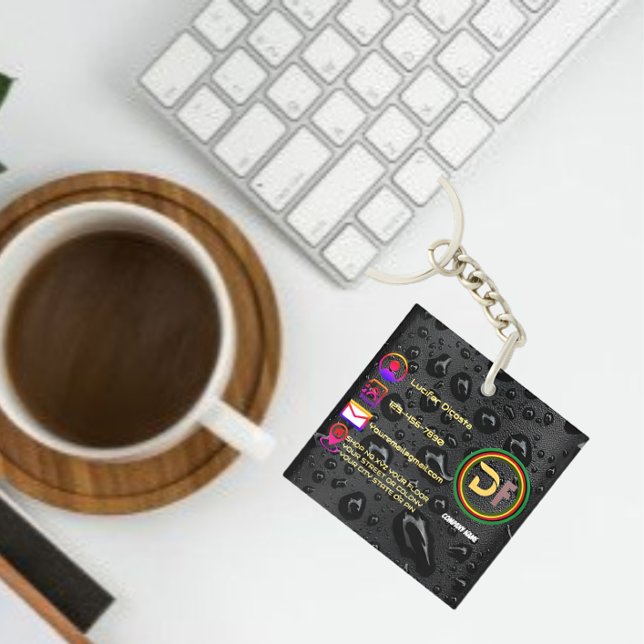 Modern Minimalist Custom Logo Stylish Black Bubble Key Ring (Creator Uploaded)