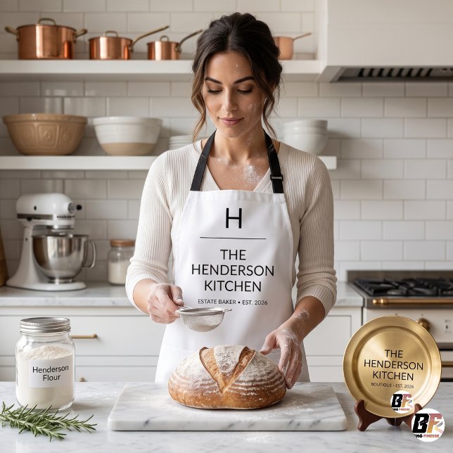 Modern Minimalist Custom Monogram Family Kitchen Apron (#OrderNow)