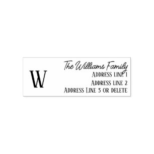 Modern minimalist custom monogram return address self-inking stamp