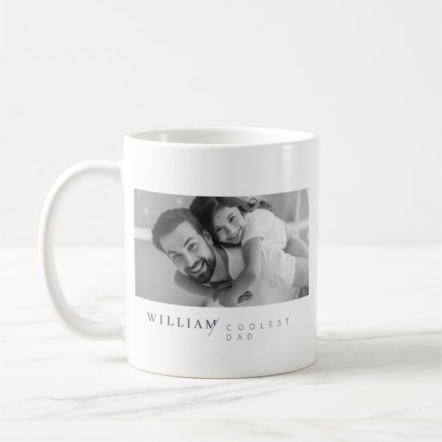 Modern Minimalist Custom Photo Coolest Dad Coffee Mug (Left)