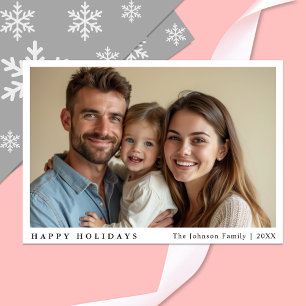 Modern Minimalist Custom Photo Green Holiday Card