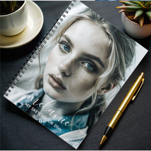 modern minimalist custom photo monogram Script   Notebook