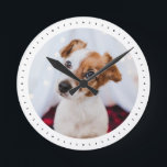 Modern Minimalist Custom Photo Pet Dog Kid Simple Round Clock<br><div class="desc">Perfect for pet lovers: This minimalist simple clean design showcases a favourite photo of your dog,  cat,  or any other beloved pet! Personalise with your fur baby and make this a perfect gift for your family. Great also as home decor for a kid's room!</div>