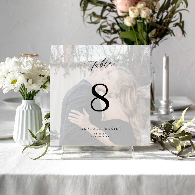 Modern minimalist custom photo wedding table card (Creator Uploaded)