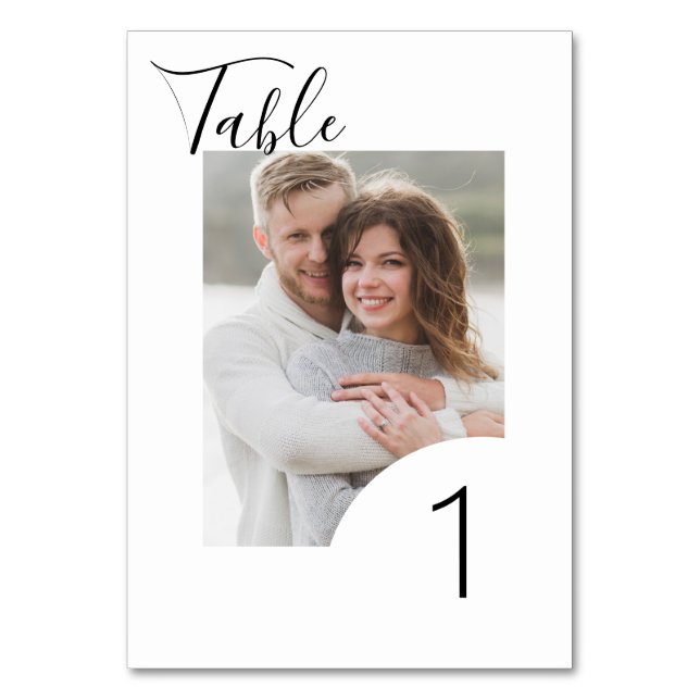 Modern Minimalist Custom Photo Wedding Table Number (Front)
