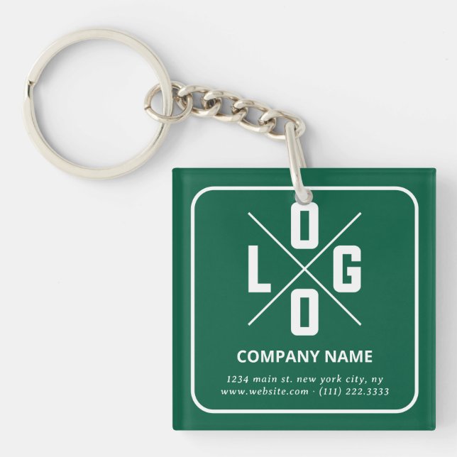 Modern Minimalist Custom QR Code Logo Key Ring (Front)