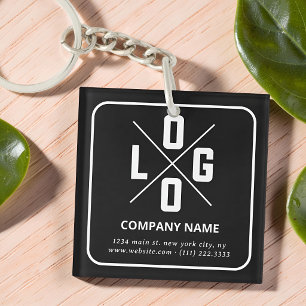 Modern Minimalist Custom QR Code Logo Key Ring