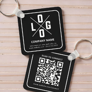 Modern Minimalist Custom QR Code Logo Key Ring