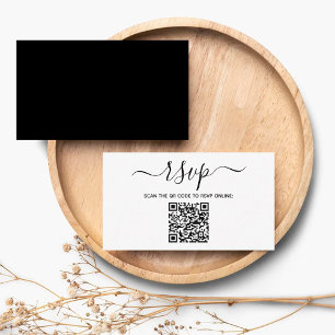 Modern Minimalist Custom QR Code Wedding RSVP Enclosure Card