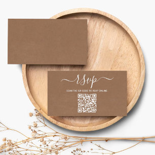 Modern Minimalist Custom QR Code Wedding RSVP Enclosure Card