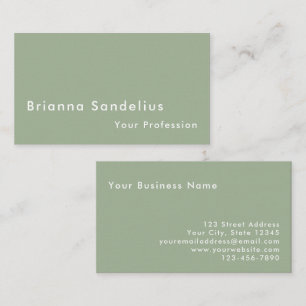 Modern Minimalist Custom Sage Green Professional Business Card