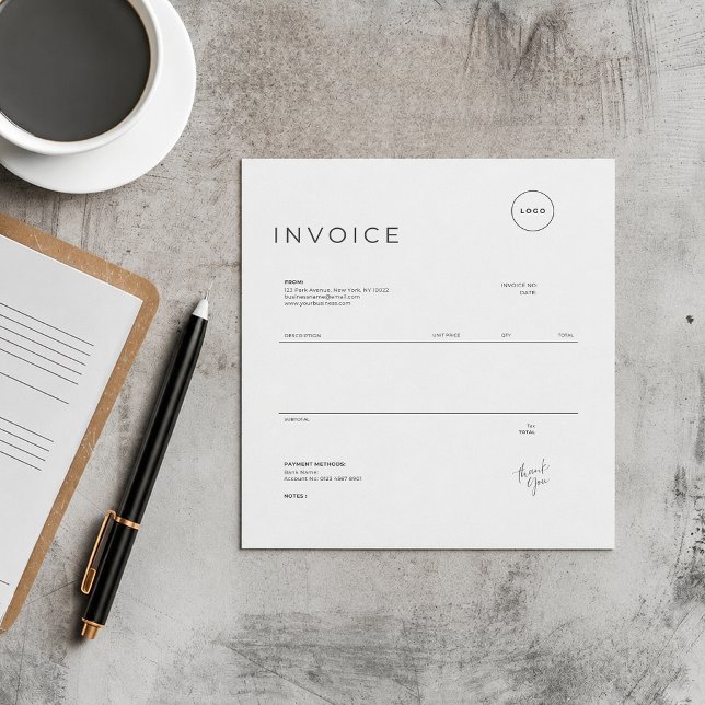 Modern Minimalist Custom Small Business Invoice Notepad (Creator Uploaded)