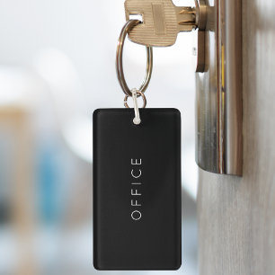 Modern Minimalist Custom Text Black Key Ring