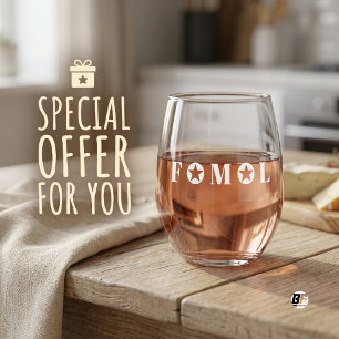 Modern Minimalist Custom Typography Stemless Wine Glass