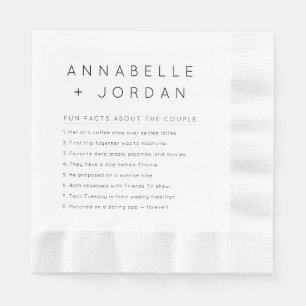 Modern Minimalist Custom Wedding Fun Facts  Napkin