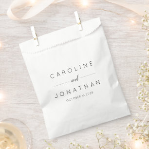 Modern Minimalist Custom Wedding Names Elegant Favour Bag