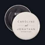 Modern Minimalist Custom Wedding Names Ivory Bottle Opener<br><div class="desc">Celebrate your special day with this modern minimalist ivory bottle opener, personalised with your custom wedding names for a timeless and elegant touch. Designed with a sleek and understated aesthetic, this favour effortlessly complements any wedding theme, from contemporary chic to classic simplicity. Its neutral ivory tone and clean design make...</div>