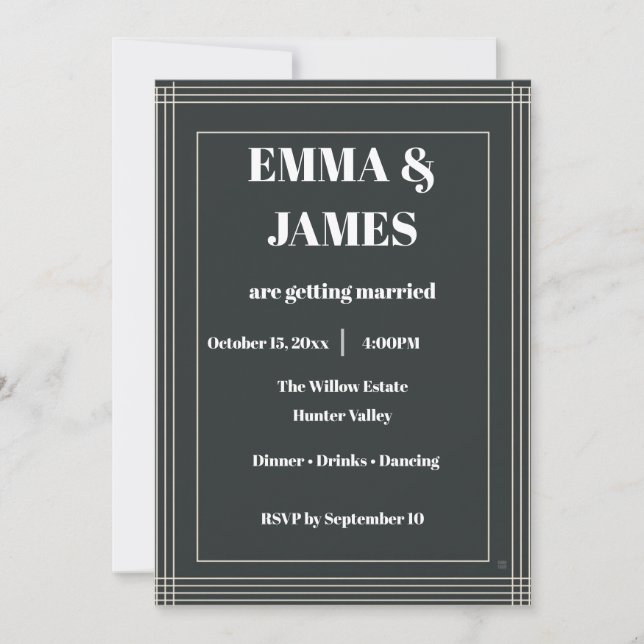 Modern Minimalist Customisable Wedding Invitation (Front)