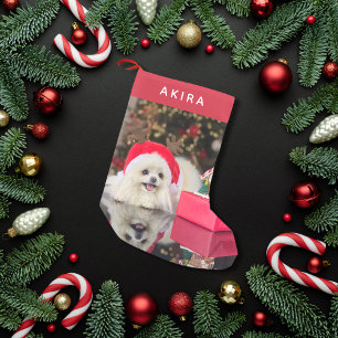Modern Minimalist Cute Dog Pet Photo Small Christmas Stocking