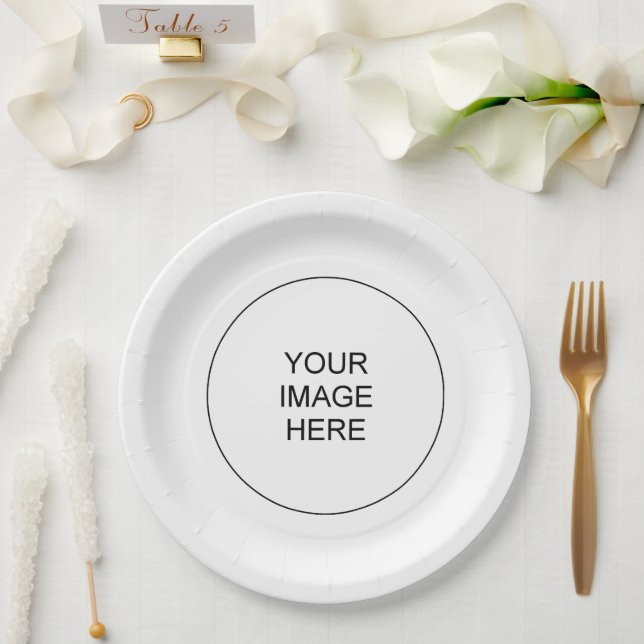 Modern Minimalist Cute Elegant Round Template Paper Plate (Wedding)