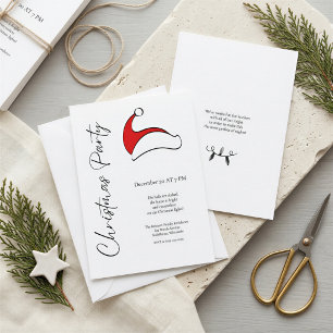 Modern Minimalist Cute Santa Christmas Party Invitation