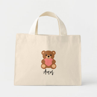 Modern Minimalist Cute Trendy Bear  Mini Tote Bag