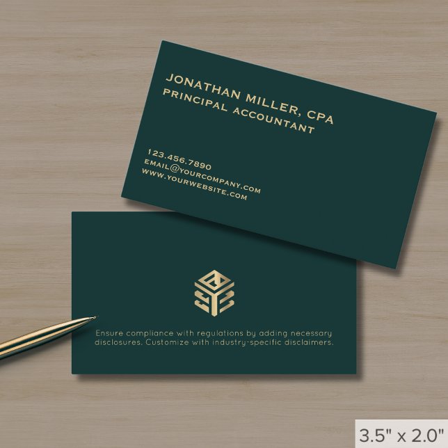 Modern Minimalist Dark Green Business Card (Creator Uploaded)