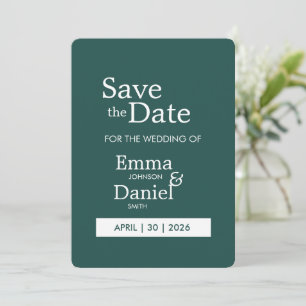 Modern Minimalist Dark Green Save the Date Card