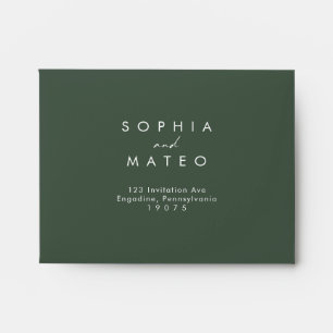 Modern Minimalist Dark Green Self Addressed RSVP Envelope