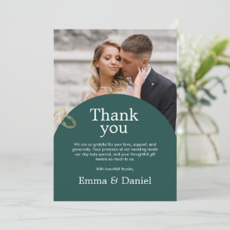 Modern Minimalist Dark Green Wedding Thank You Card