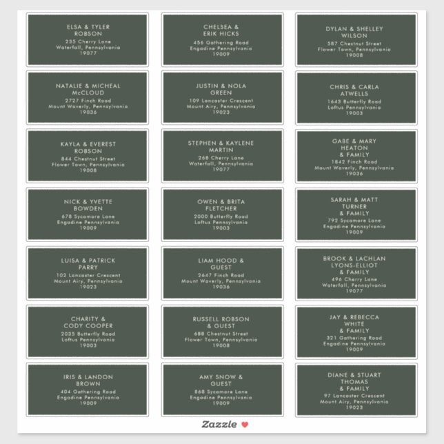 Modern Minimalist Dark Green Yellow Guest Address (Sheet)