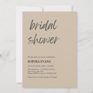 Modern Minimalist Dark Vanilla Bridal Shower Invitation