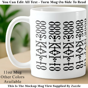 Modern Minimalist Date Hidden Message Custom Black Coffee Mug