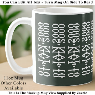 Modern Minimalist Date Hidden Message Custom Sage Coffee Mug