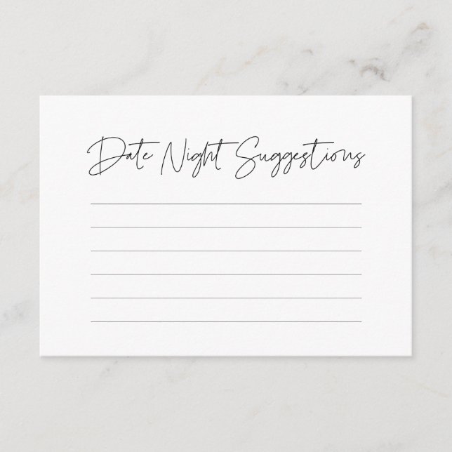 Modern Minimalist Date night ideas  Enclosure Card (Front)