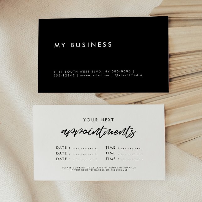 Modern minimalist dates reminder business appointment card (Creator Uploaded)