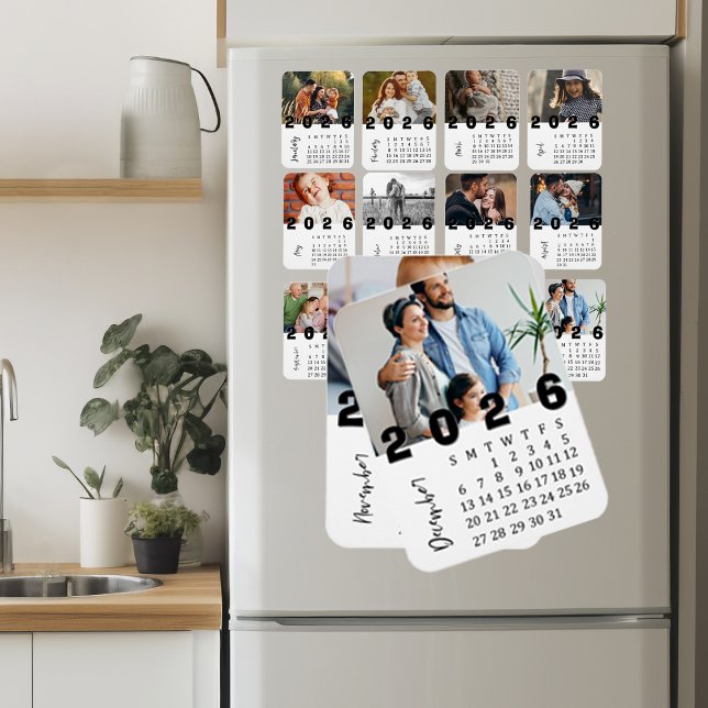 Modern Minimalist December 2026 Photo Calendar Magnet (Modern Minimalist December 2026 Photo Calendar Magnet)