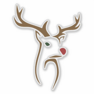 Modern Minimalist Deer Line Art Christmas