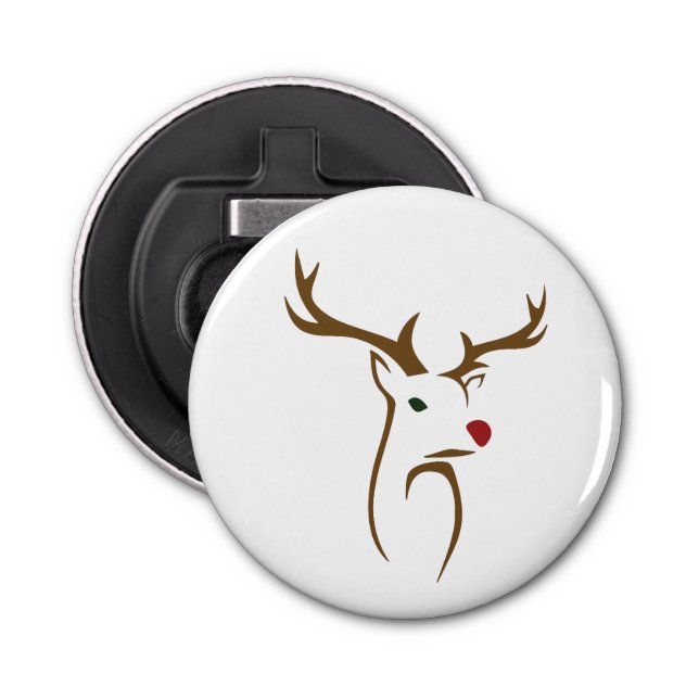 Modern Minimalist Deer Line Art Christmas Bottle Opener (Front)