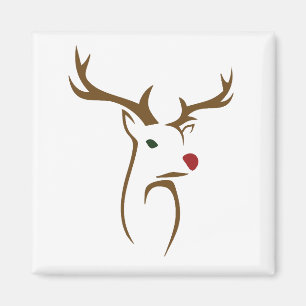 Modern Minimalist Deer Line Art Christmas Magnet