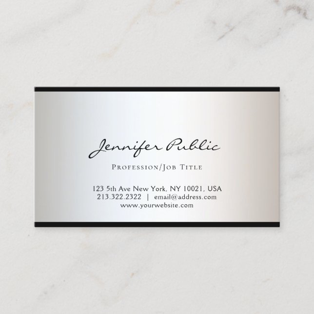 Modern Minimalist Design Elegant Simple Plain Glam Business Card (Front)