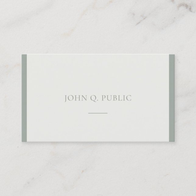 Modern Minimalist Design Green Plain Sophisticated Business Card (Front)