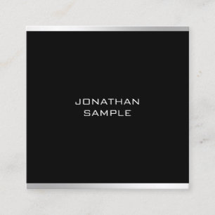 Modern Minimalist Design Professional Chic Silver Square Business Card