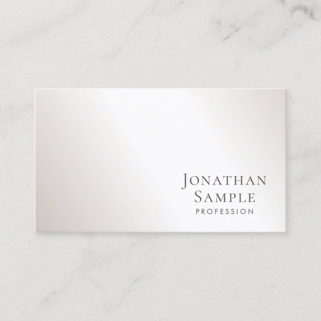 Modern Minimalist Design Silver Look Template Business Card (Front)