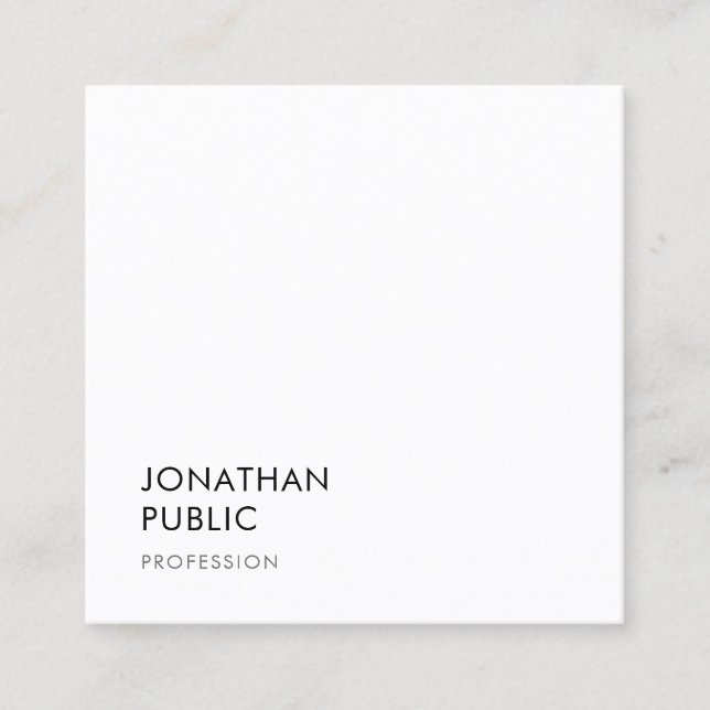 Modern Minimalist Design Template Elegant Trendy Square Business Card (Front)
