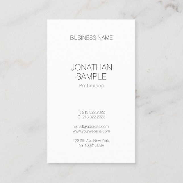 Modern Minimalist Design Vertical Template Elegant Business Card (Front)