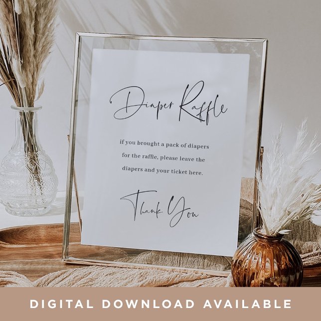 Modern Minimalist Diaper Raffle Baby Shower Sign (Creator Uploaded)